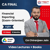 CA Final Financial Reporting (Exam-Oriented) Video Lectures in English by CA Chiranjeev Jain (Google Drive + Books, 12 Months, 1.5 Views)